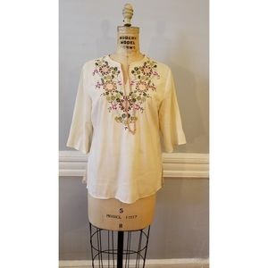 VINTAGE 1970’s Hand Embroidered Silk Tunic